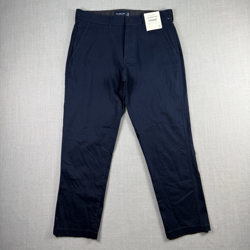 Abercrombie & Fitch Pants Men's Size 34x30 Navy Blue Modern Chino Straight NWT